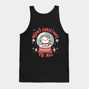 Meowy Christmas To All Cat in Snow Globe Tank Top